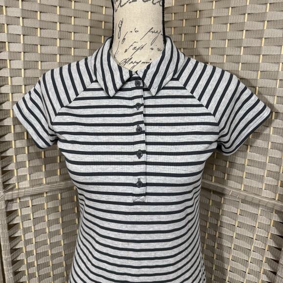 Offline by Aerie THUMBS UP POLO MAXI DRESS Size S Gray Stripe Short Sleeve NEW - Picture 4 of 11